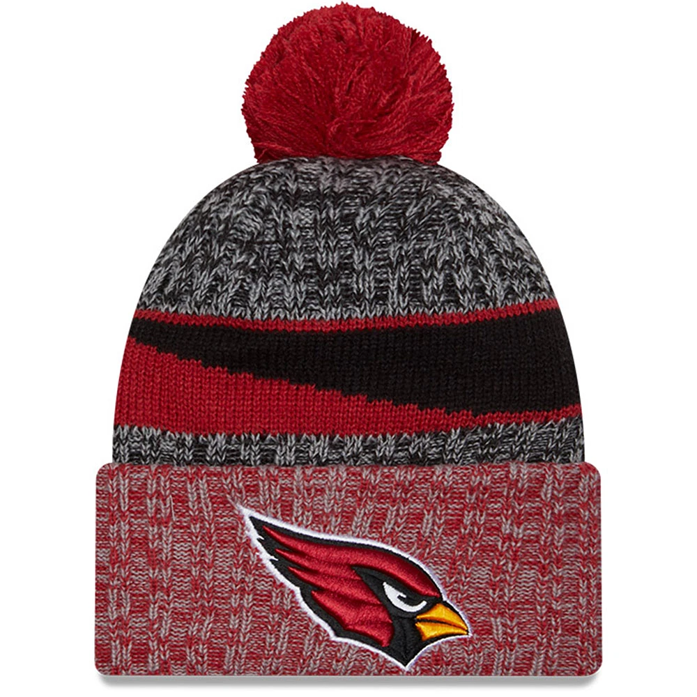 Men's New Era Black/Cardinal Arizona Cardinals 2023 Sideline Sport Cuffed Pom Knit Hat