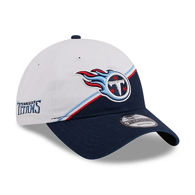 Youth New Era White/Navy Tennessee Titans 2023 Sideline 9TWENTY Adjustable Hat