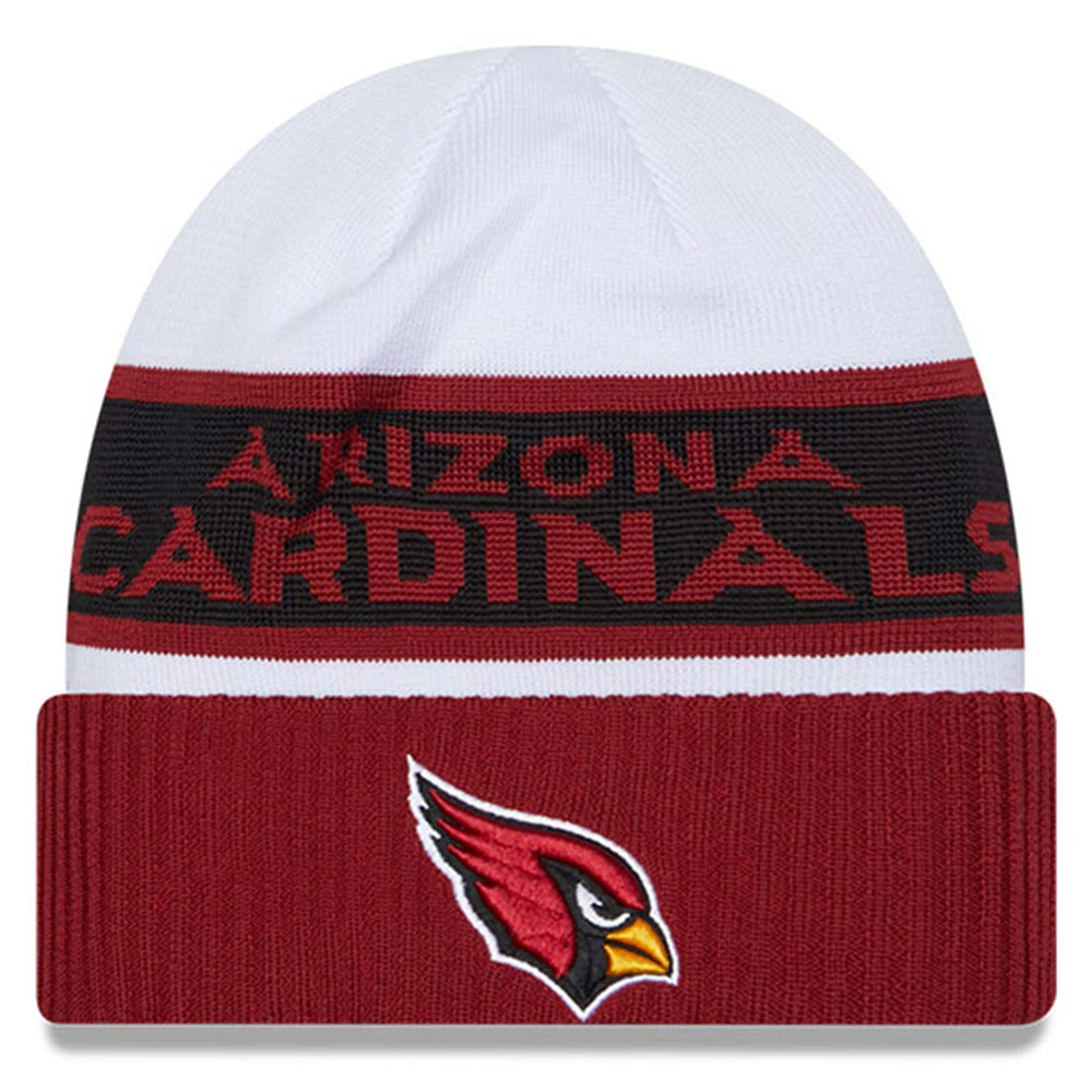Men's New Era White/Cardinal Arizona Cardinals 2023 Sideline Tech Cuffed Knit Hat