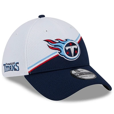 Men's New Era White/Navy Tennessee Titans 2023 Sideline 39THIRTY Flex Hat