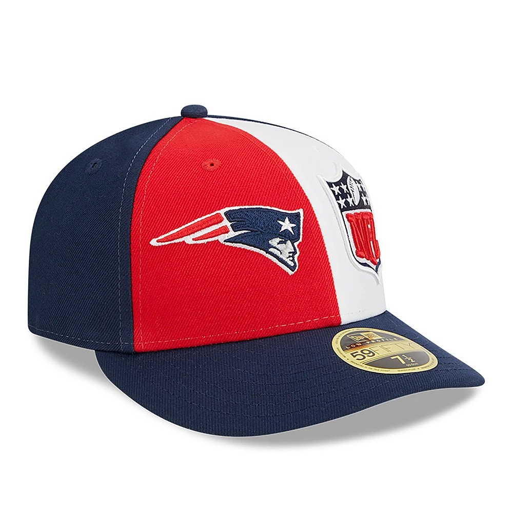 Men's New Era Red/Navy England Patriots 2023 Sideline Low Profile 59FIFTY Fitted Hat