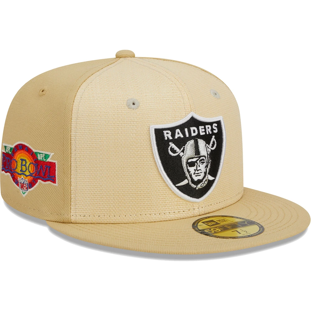 Men's New Era Khaki Las Vegas Raiders Raffia Front 59FIFTY Fitted Hat