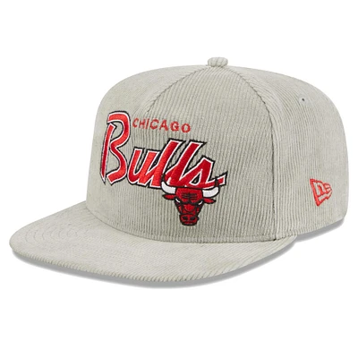 Men's New Era Gray Chicago Bulls The Golfer Corduroy 9FIFTY Snapback Hat