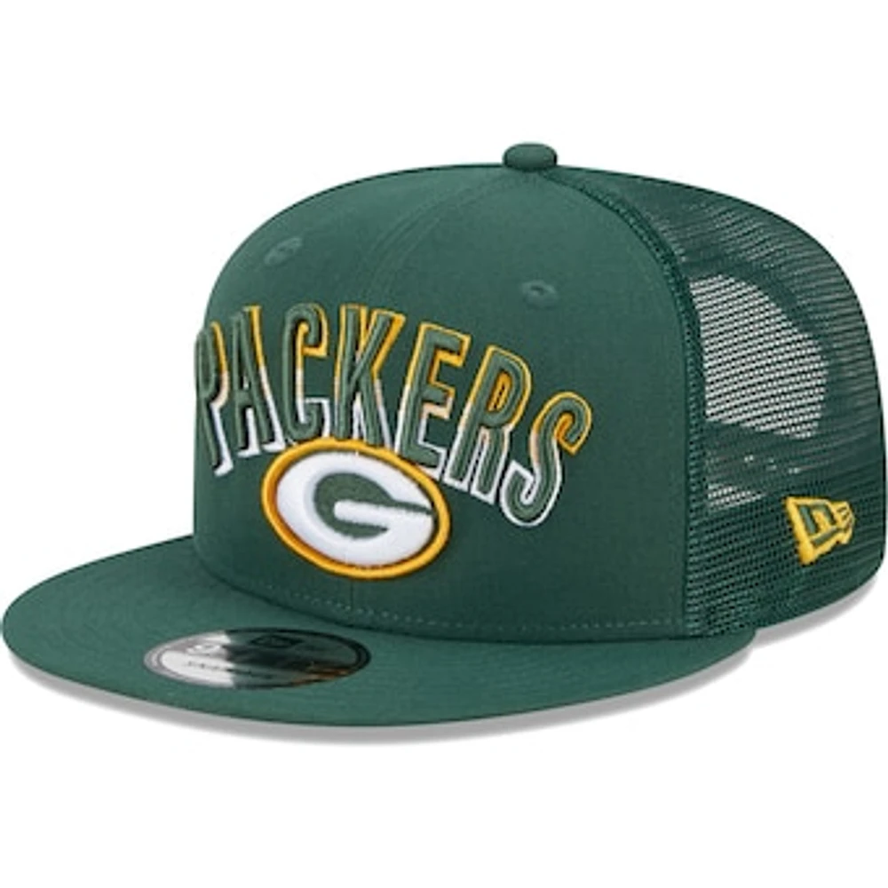 Men's New Era Green Green Bay Packers Grade Trucker 9FIFTY Snapback Hat