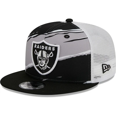 Men's New Era Black Las Vegas Raiders Tear Trucker 9FIFTY Snapback Hat