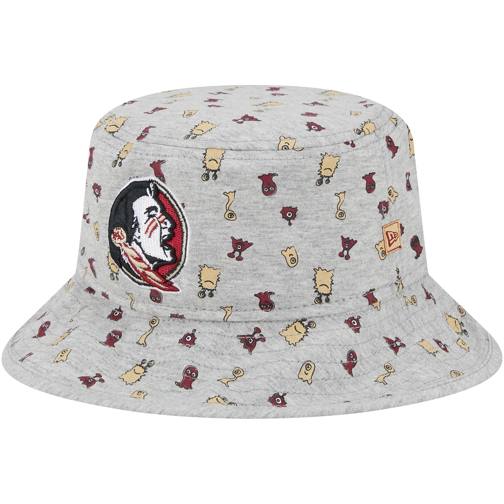 Toddler New Era Heather Gray Florida State Seminoles Critter Bucket Hat