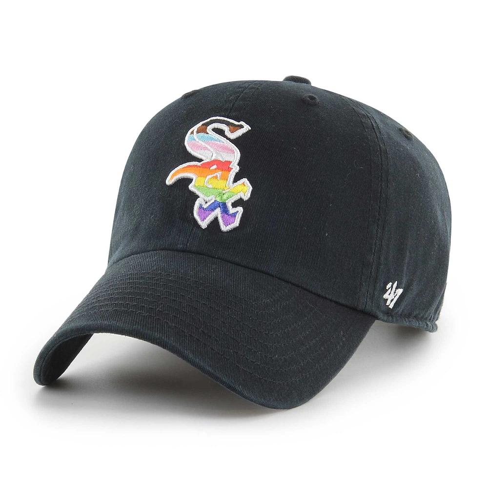 Men's '47 Black Chicago White Sox Team Pride Clean Up Adjustable Hat