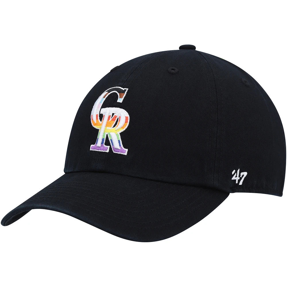 Men's '47 Black Colorado Rockies Team Pride Clean Up Adjustable Hat