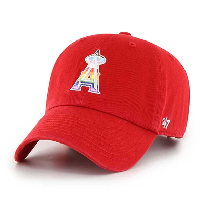 Men's '47 Red Los Angeles Angels Team Pride Clean Up Adjustable Hat