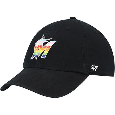 Men's '47 Black Miami Marlins Team Pride Clean Up Adjustable Hat