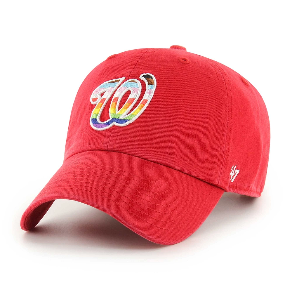 Men's '47 Red Washington Nationals Team Pride Clean Up Adjustable Hat