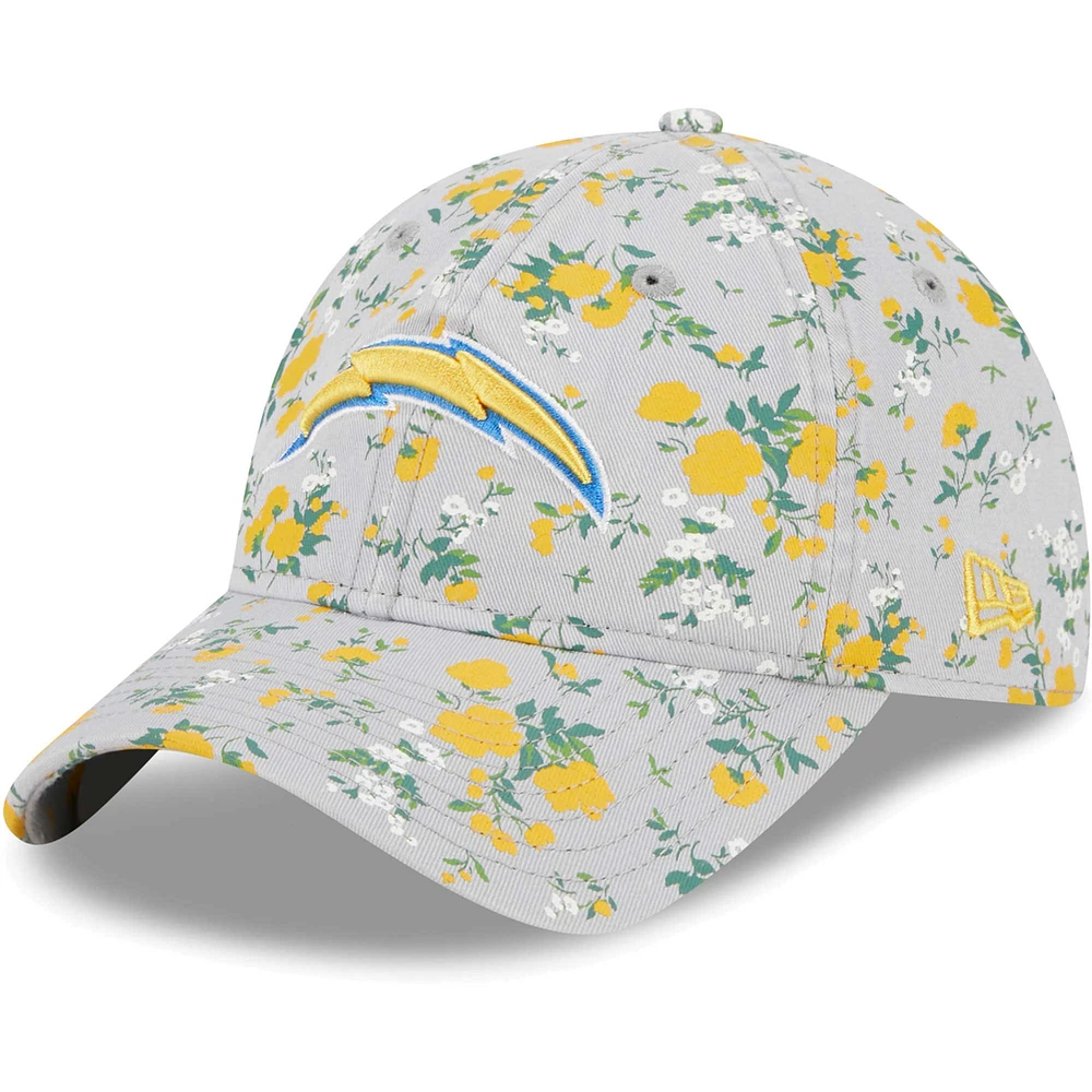 Women's New Era Gray Los Angeles Chargers Bouquet 9TWENTY Adjustable Hat