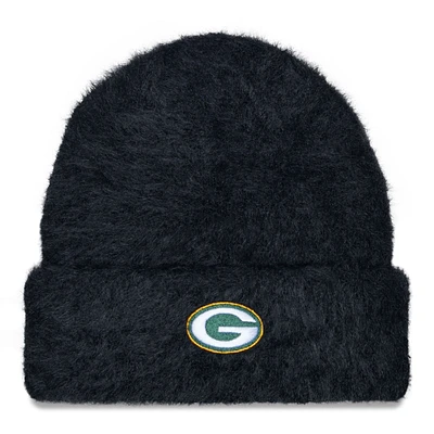 Women's New Era Black Green Bay Packers Fuzzy Cuffed Knit Hat