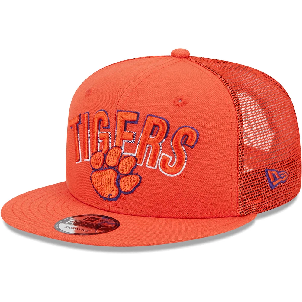 Men's New Era Orange Clemson Tigers Grade Trucker 9FIFTY Snapback Hat
