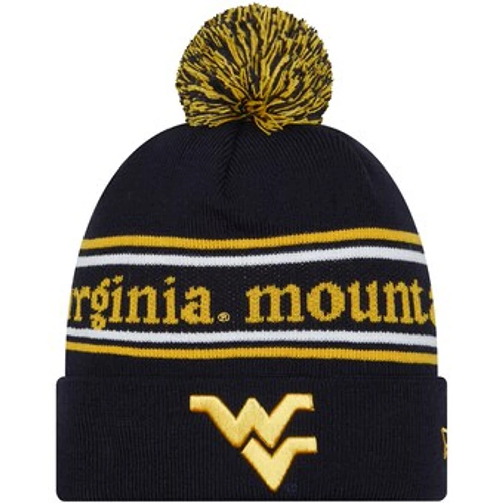 Men's New Era Navy West Virginia Mountaineers Marquee Cuffed Knit Hat with Pom