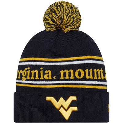 Men's New Era Navy West Virginia Mountaineers Marquee Cuffed Knit Hat with Pom