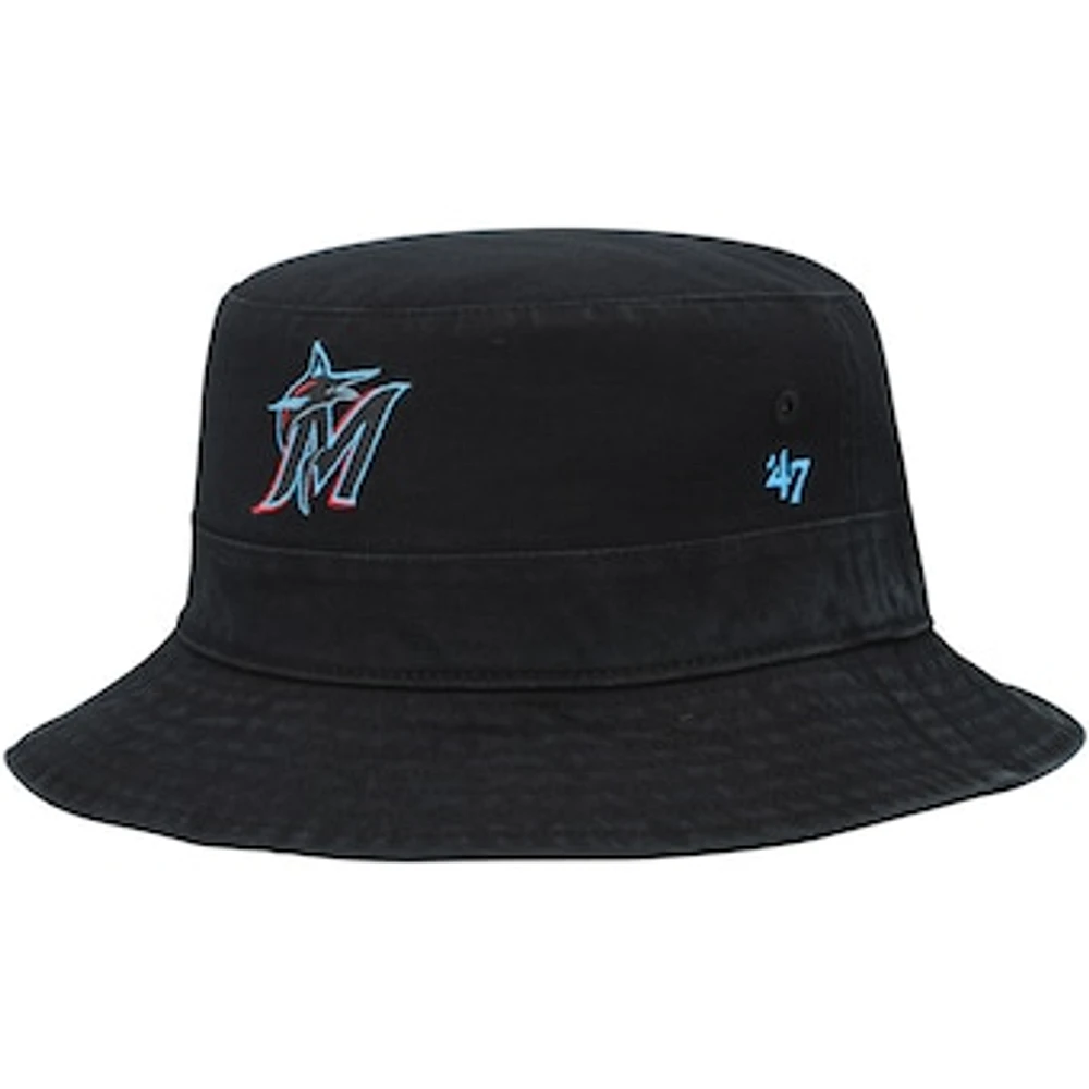 Men's '47 Black Miami Marlins Primary Bucket Hat