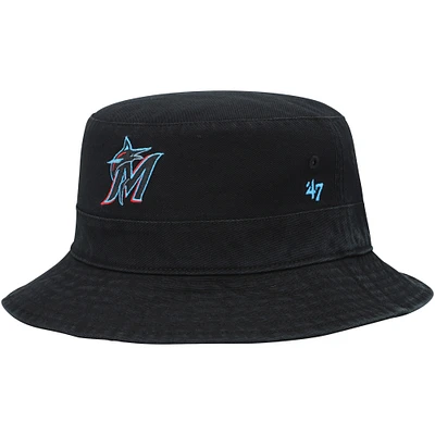 Men's '47 Black Miami Marlins Primary Bucket Hat
