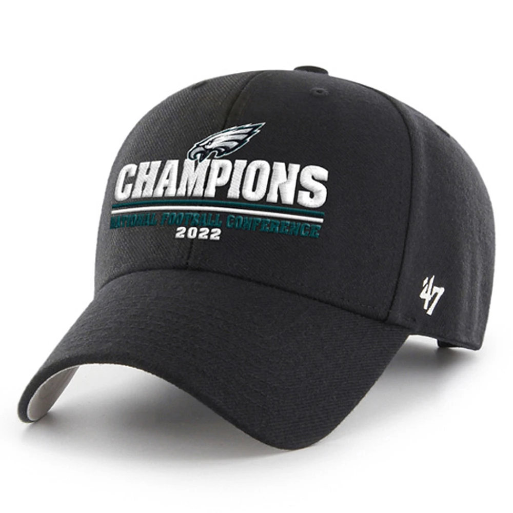 Men's '47 Black Philadelphia Eagles 2022 NFC Champions MVP Adjustable Hat