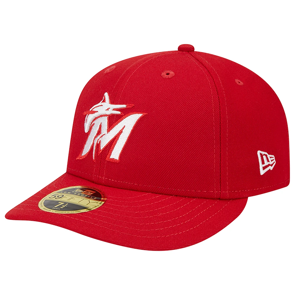 Men's New Era Scarlet Miami Marlins Low Profile 59FIFTY Fitted Hat