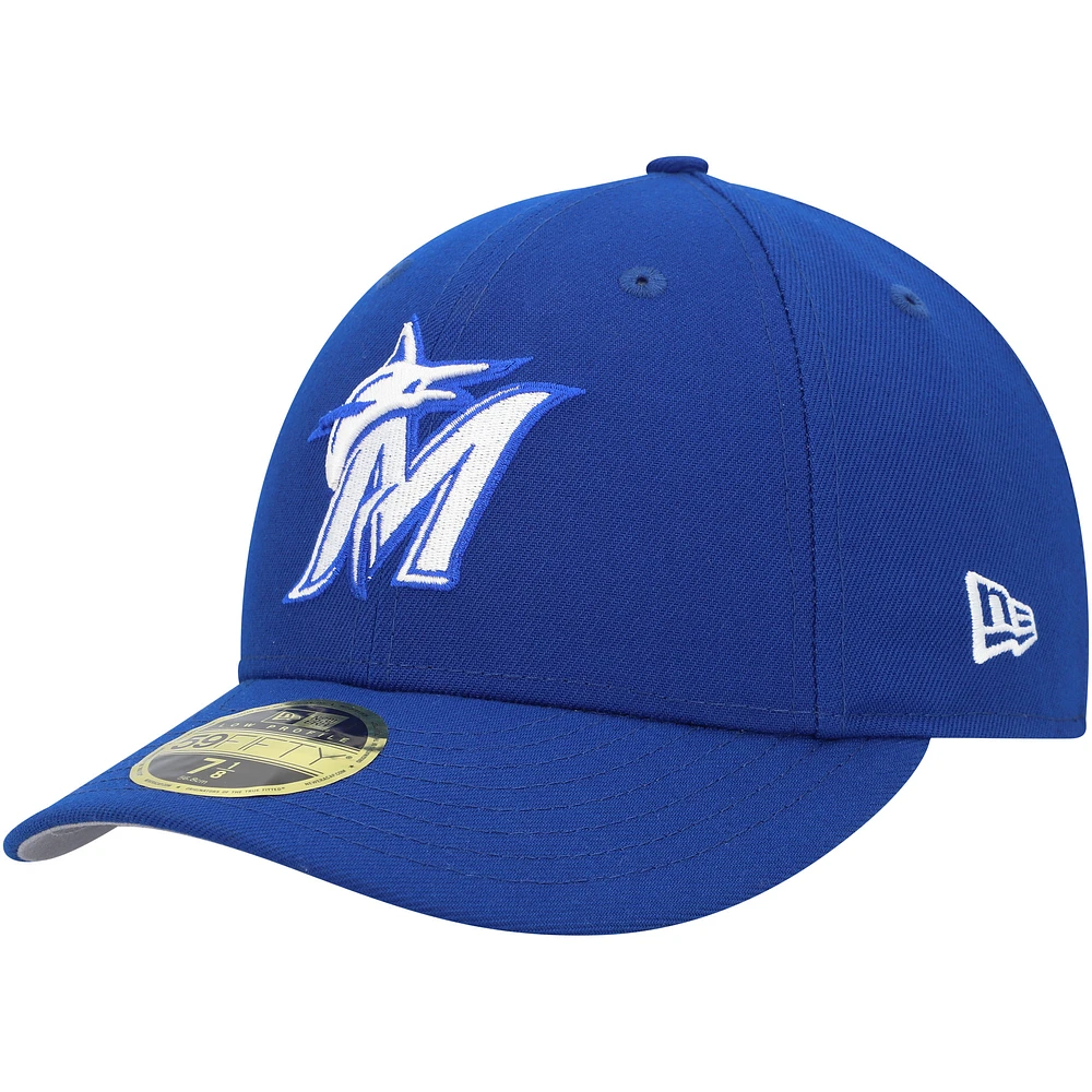 Men's New Era Royal Miami Marlins White Logo Low Profile 59FIFTY Fitted Hat