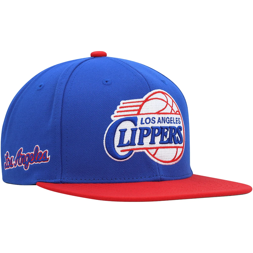 Men's Mitchell & Ness Royal/Red LA Clippers Hardwood Classics Essentials 2.0 Snapback Hat