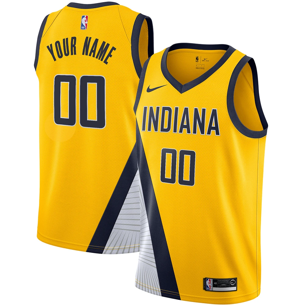 Men's Nike Yellow Indiana Pacers 2019/20 Custom Swingman Jersey - Statement Edition