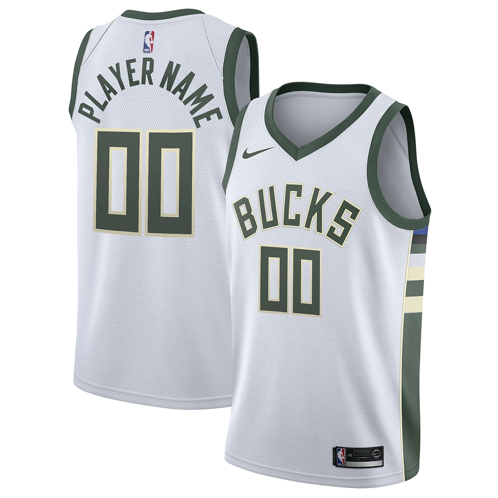 Men's Nike White Milwaukee Bucks 2020/21 Swingman Custom Jersey - Association Edition