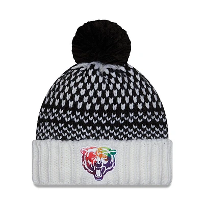 Women's New Era Black/White Chicago Bears 2023 NFL Crucial Catch Cuffed Pom Knit Hat