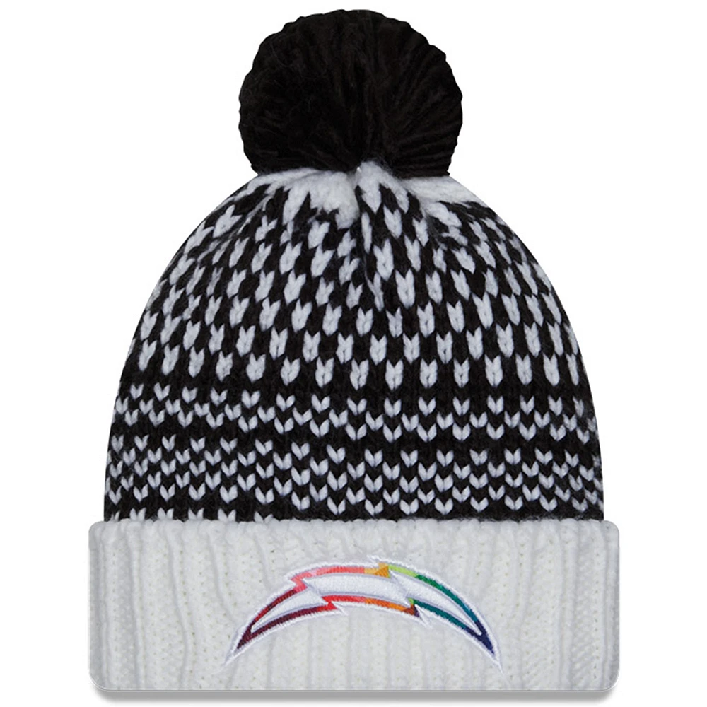 Women's New Era Black/White Los Angeles Chargers 2023 NFL Crucial Catch Cuffed Pom Knit Hat