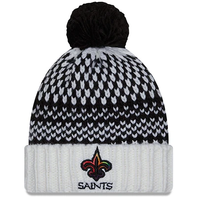 Women's New Era Black/White New Orleans Saints 2023 NFL Crucial Catch Cuffed Pom Knit Hat