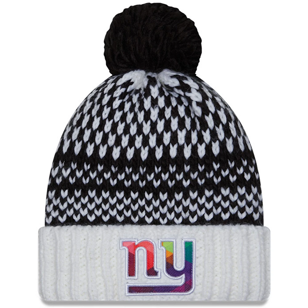 Women's New Era Black/White New York Giants 2023 NFL Crucial Catch Cuffed Pom Knit Hat