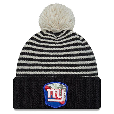 Women's New Era Black New York Giants 2023 Salute To Service Cuffed Pom Knit Hat