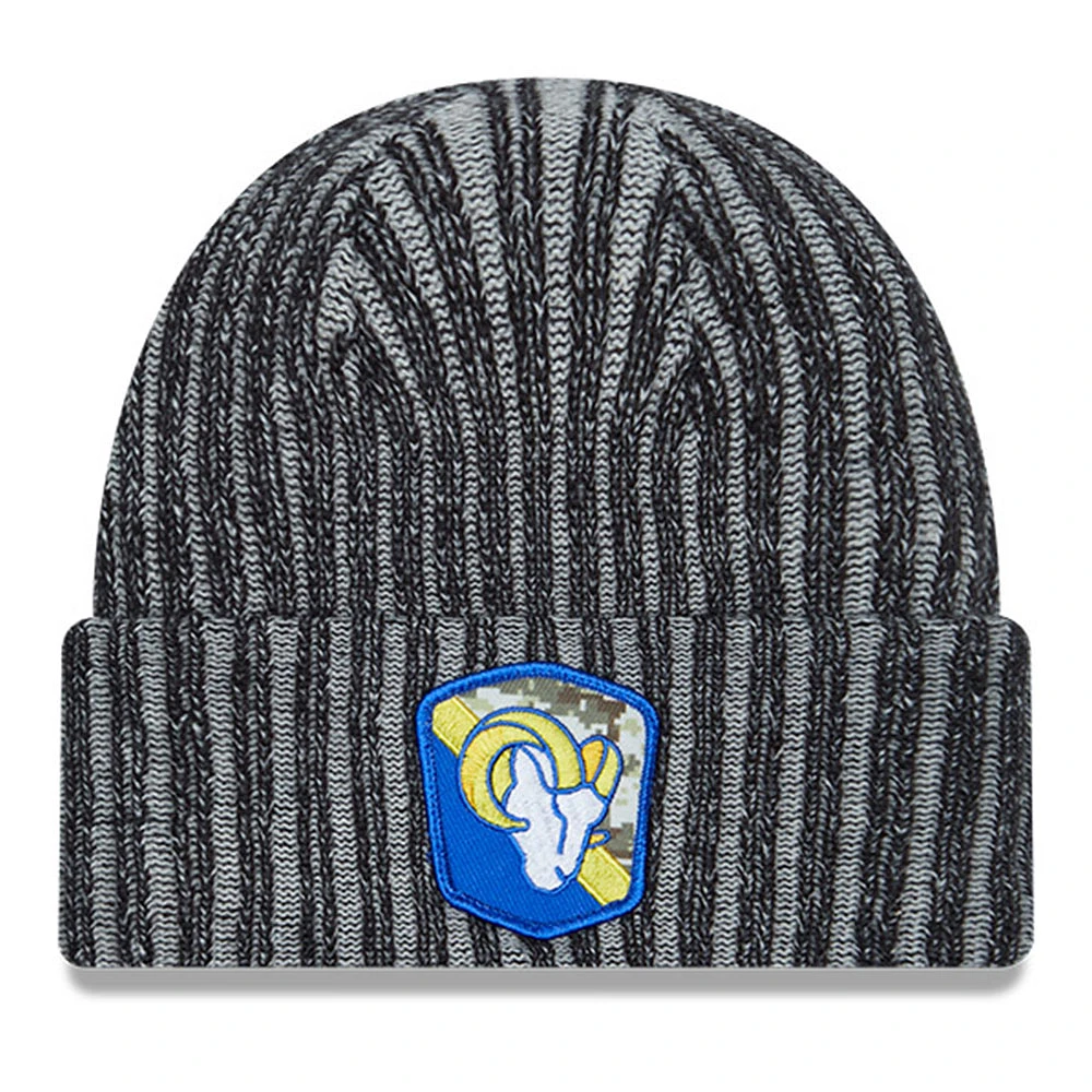 Youth New Era Black Los Angeles Rams 2023 Salute To Service Cuffed Knit Hat