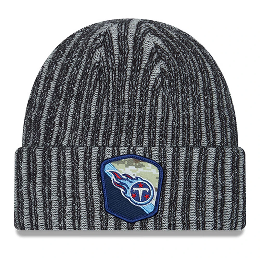 Youth New Era Black Tennessee Titans 2023 Salute To Service Cuffed Knit Hat
