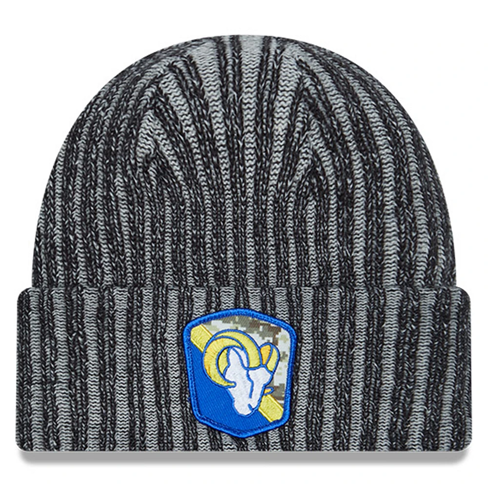 Men's New Era Black Los Angeles Rams 2023 Salute To Service Cuffed Knit Hat