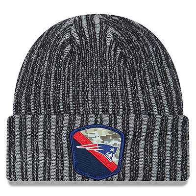 Men's New Era Black New England Patriots 2023 Salute To Service Cuffed Knit Hat