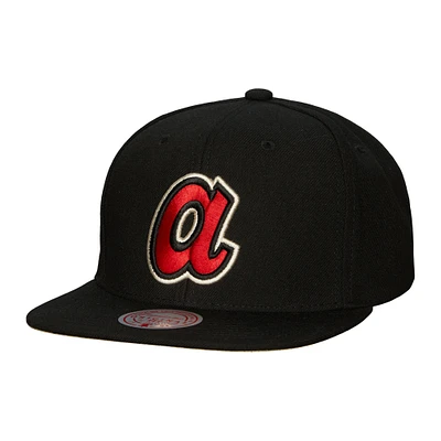 Men's Mitchell & Ness Black Atlanta Braves Cooperstown Collection True Classics Snapback Hat