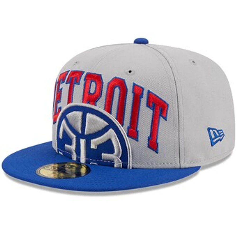 Men's New Era Gray/Blue Detroit Pistons Tip-Off Two-Tone 59FIFTY Fitted Hat