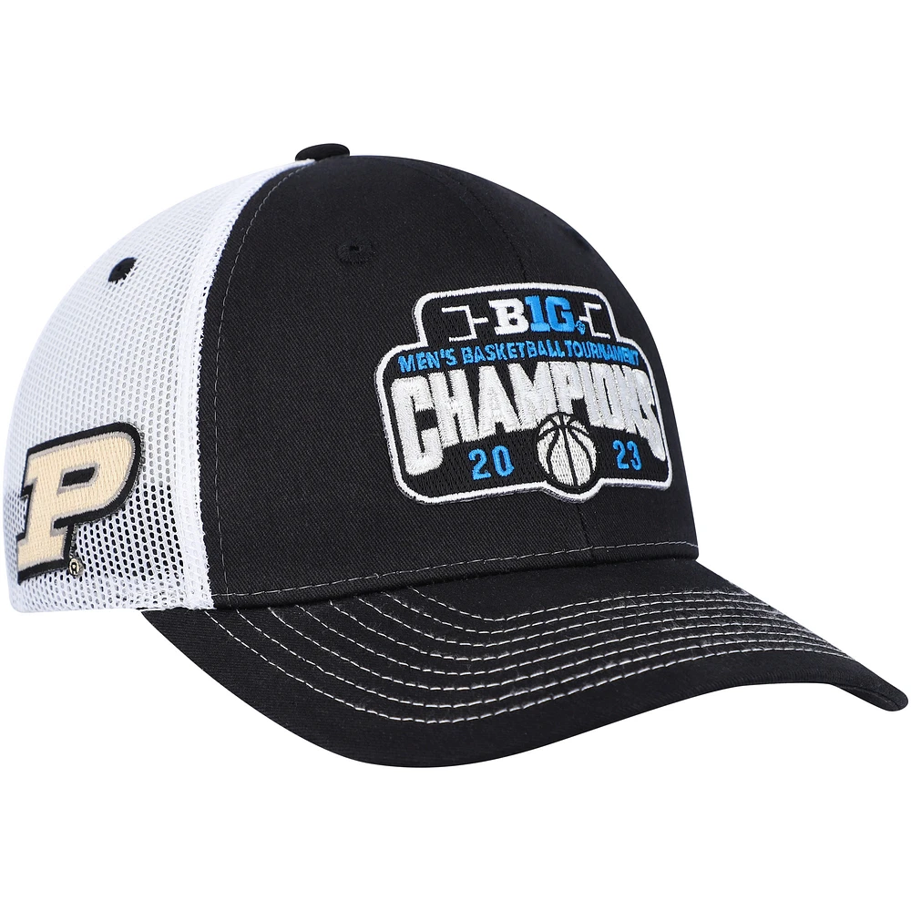 Zephyr Black Purdue Boilermakers 2023 Big Ten Men's Basketball Conference Tournament Champions Locker Room Adjustable Hat