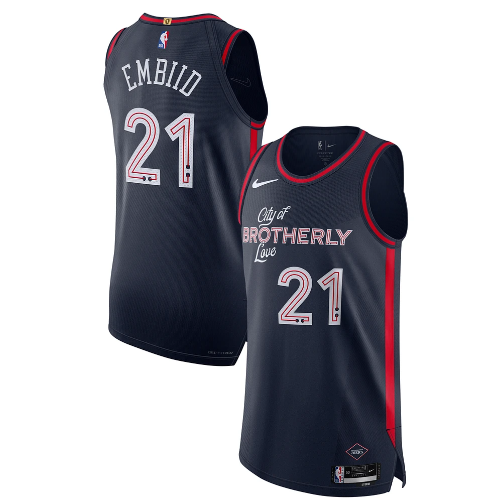 Men's Nike Joel Embiid Navy Philadelphia 76ers Authentic Jersey - City Edition