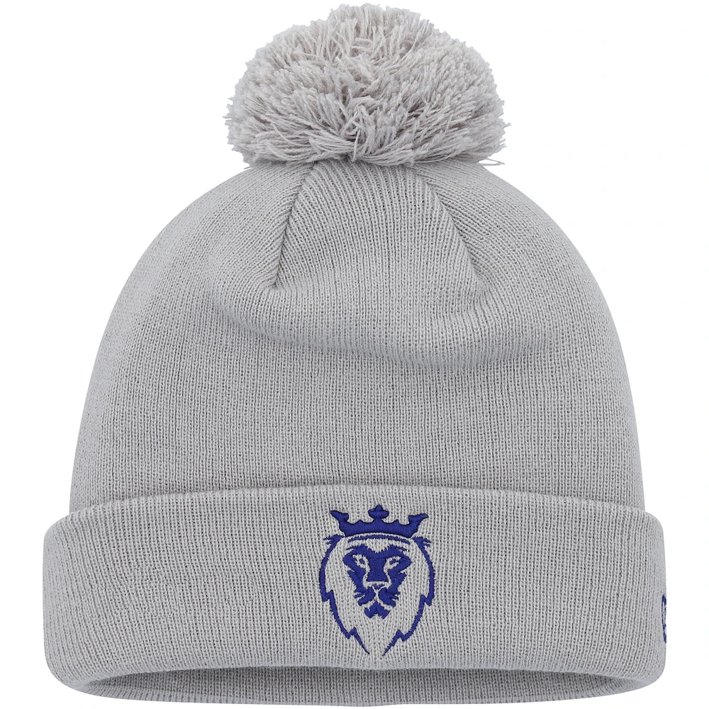 Men's New Era Gray Real Salt Lake Jersey Hook Cuffed Knit Hat with Pom
