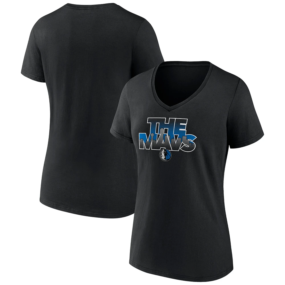 Women's Black Dallas Mavericks Announcer V-Neck T-Shirt