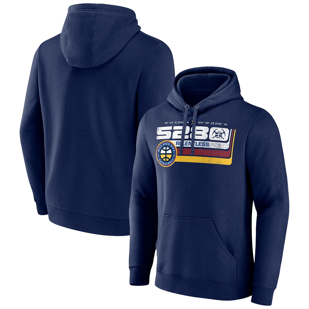 Men's Navy Denver Nuggets Announcer Pullover Hoodie