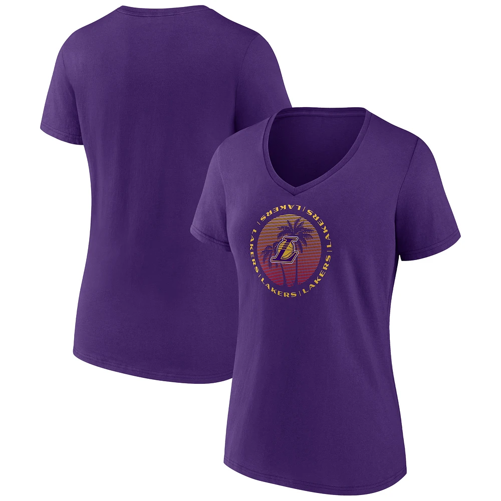 Women's Purple Los Angeles Lakers Announcer V-Neck T-Shirt
