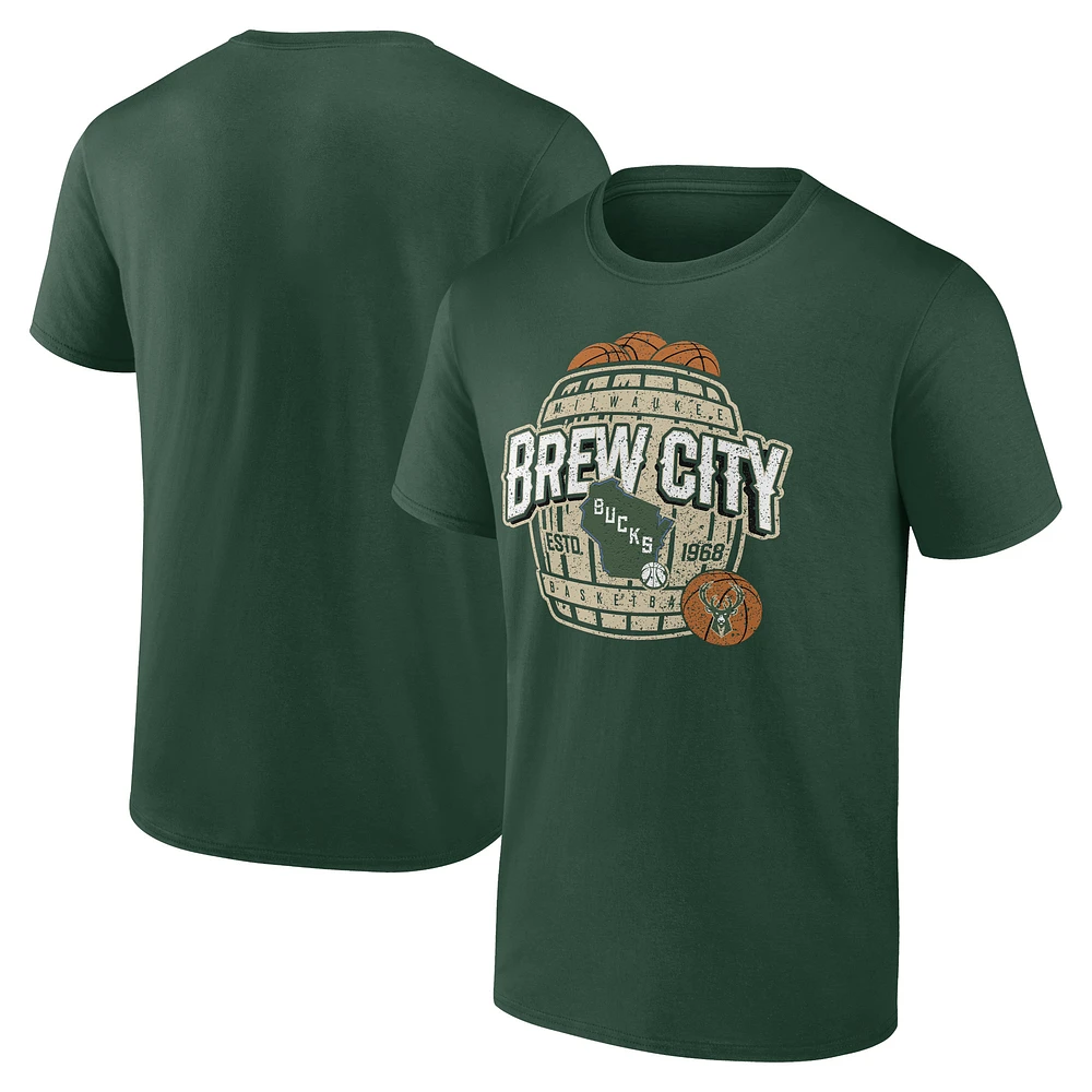 Men's Hunter Green Milwaukee Bucks Announcer T-Shirt