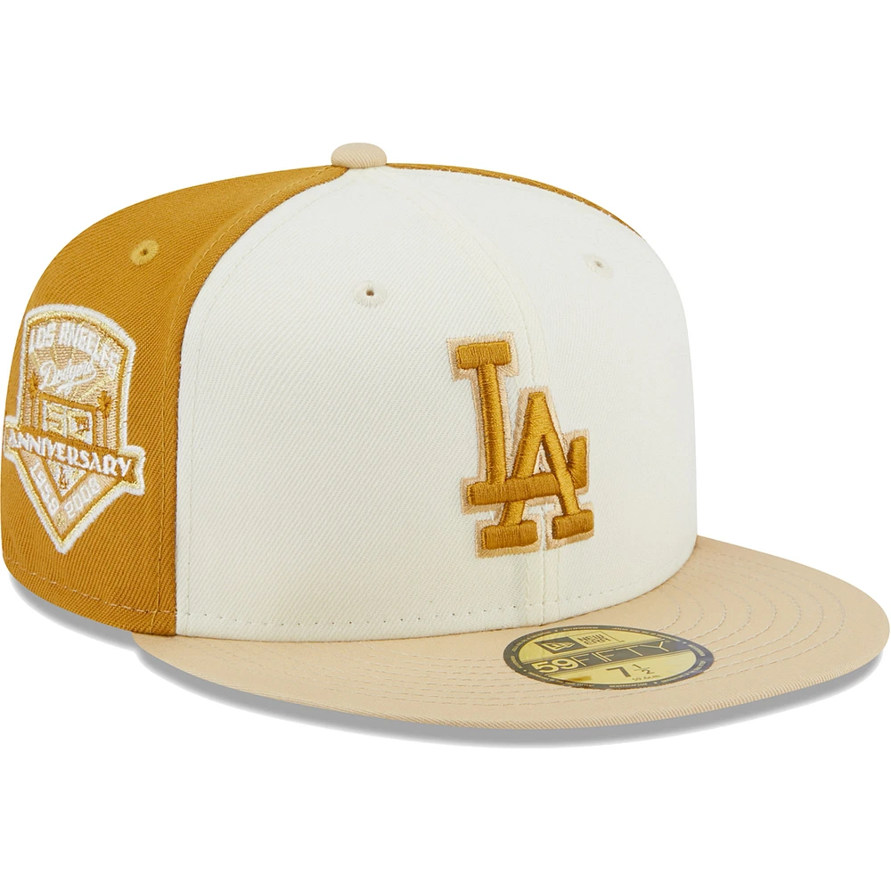 Men's New Era Cream/Gold Los Angeles Dodgers Chrome Anniversary 59FIFTY Fitted Hat
