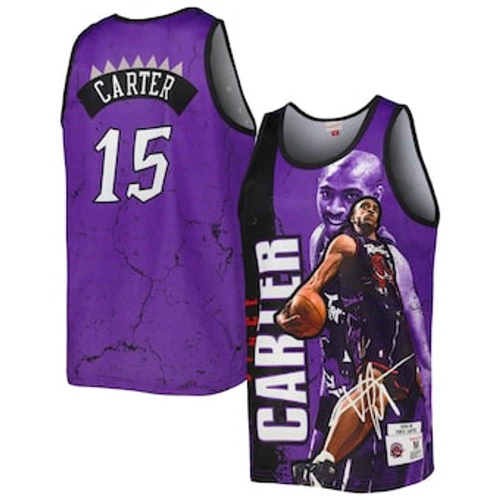 Men's Mitchell & Ness Vince Carter Purple Toronto Raptors 1998-99 Hardwood Classics Player Burst Tank Top