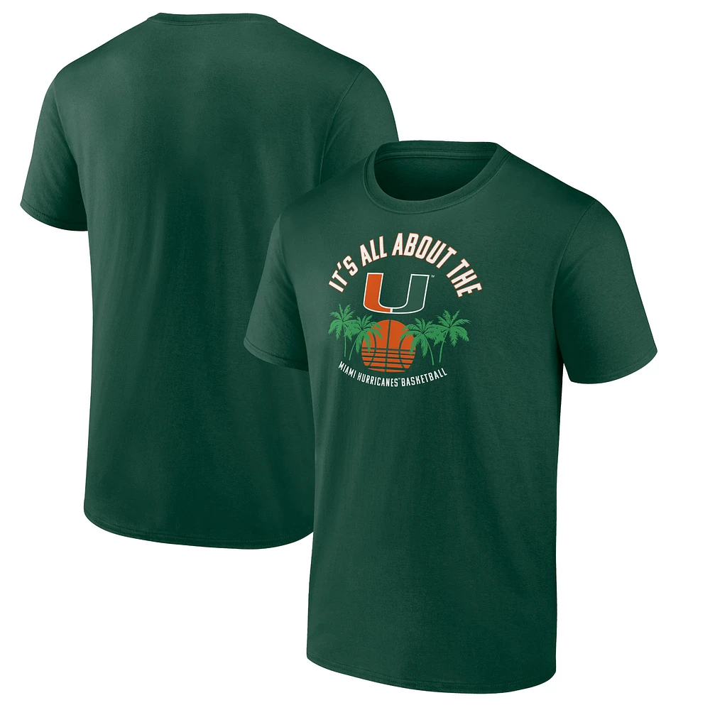 Men's Green Miami Hurricanes Hometown Basketball T-Shirt
