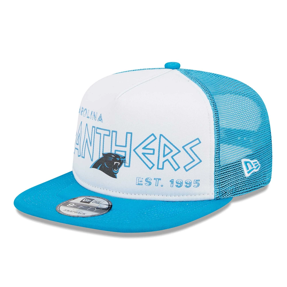 Men's New Era White/Blue Carolina Panthers Banger 9FIFTY Trucker Snapback Hat